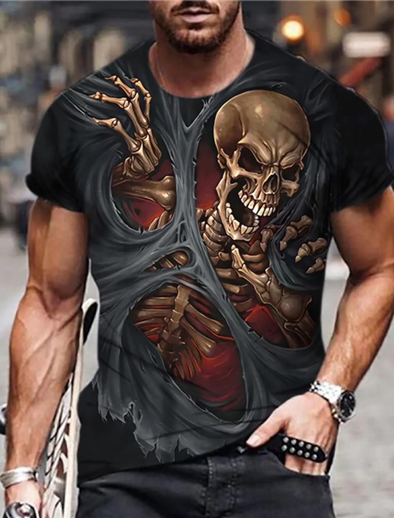 Νέο καλοκαιρινό ανδρικό μπλουζάκι μόδας Personality Poker Skull Ανδρικό μπλουζάκι με στάμπα