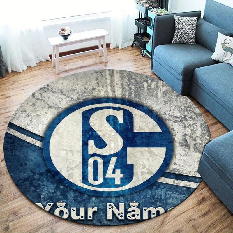 FC Schalke 04 Custom Name Round Area Rug,Carpet Rug for Living Room Bedroom Sofa Playroom Decor,Non-slip Floor Mat
