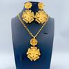 Dubai Copper Alloy Set Niche Women's 24K Pentagram Pendant Necklace Earrings Wedding Party African Jewelry