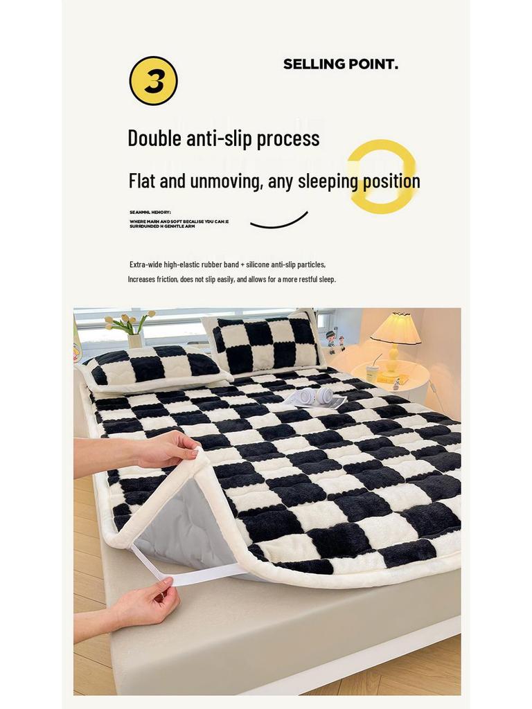 Thickened Coral Fleece Winter Mattress Pad for Dorms and Rentals