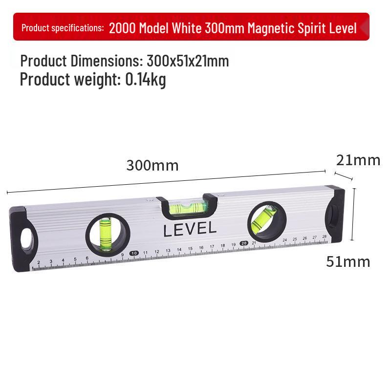 High-Precision Magnetic Spirit Level - Cast Aluminum, Strong Magnet, Multiple Specifications, Professional Measuring Tool for Home Use.