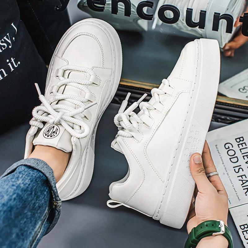 Mode Weiße Herren Flats Schuhe Plateau Lässige Sportschuhe Mann Atmungsaktive Elevator Leder Lauf-Sneaker Studenten Boardschuhe Zapatos