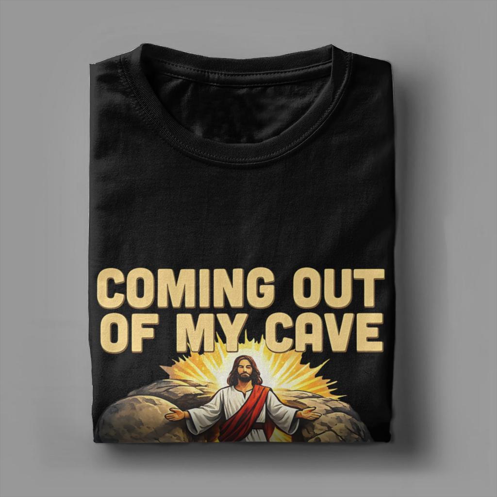 Coming Out of My Cave the Jesus Resurrection Easter TShirt Male Streetwear TShirts Summer ONeck Hipster Tees Plus Size Tops