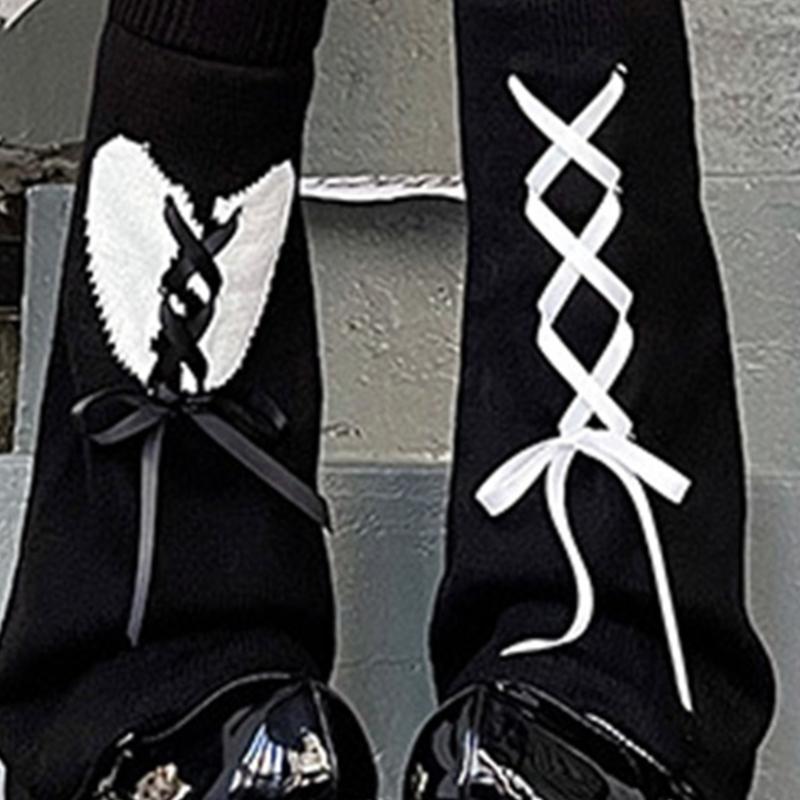 Summer Solid Bandage Pile Sock Bows Sweet Pantyhose Subculture-Japanese-Cute Style Jokers Leg Covers for Womens