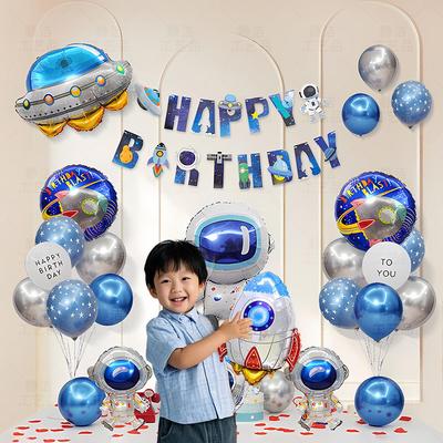 Conjunto de Balão de Aniversário de Astronauta Espacial e Cenário para Meninos