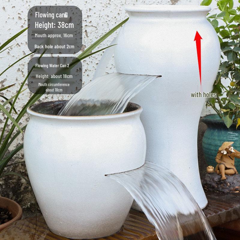 Komplettes Wasserfall-Dekoration Keramik-Aquarium mit zirkulierendem Wasser und Filter für die Wasserlandschaftsgestaltung.