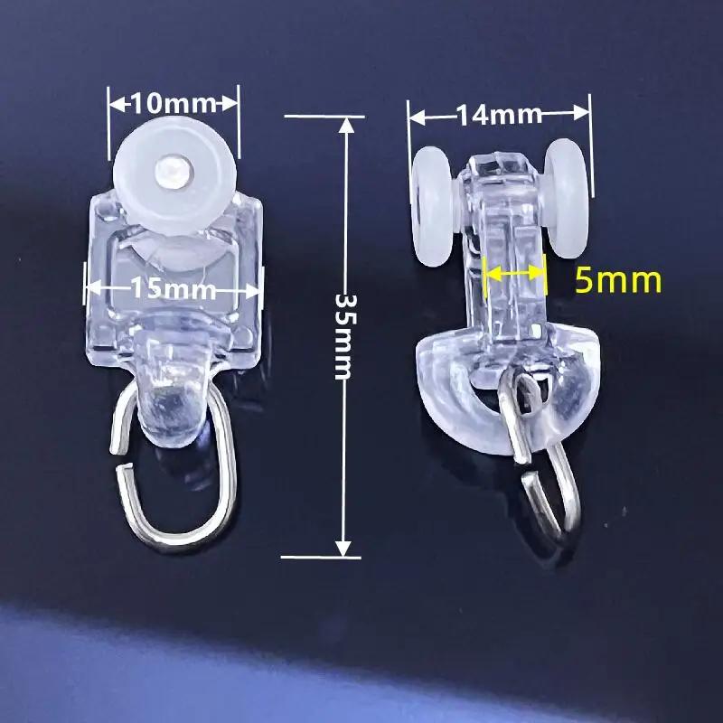 30 Pieces of Nano Curtain Track Plastic Silent Roller Shower Curtain Hook and Loop Curtain Hardware Accessories