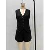 Western Style New Fashion Casual Loose V-neck Button Vest Shorts Set Vest and Shorts Set