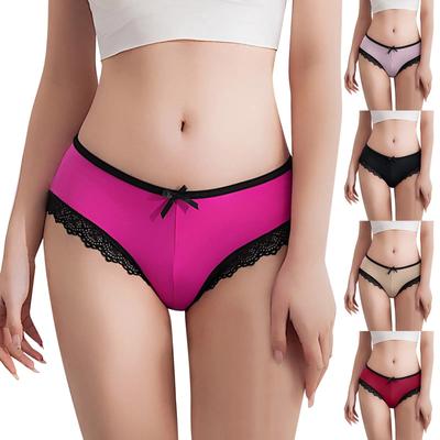 Sexiest Panties for Women Sexy Lingerie Lace Ice Silk Low Waist Pants Cotton Crotch Briefs Woman Clothing