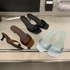 Summer Fashion Open Toe Silk Women Slipper Slip On Elegant Thin Low Heel Dress Ladies Slides Shoes Zapatillas De Mujer