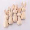 10pcs Easter Wooden Painted Rabbit, Creative Graffiti Wooden Figure, Wooden Tulip Rabbit Ornament.