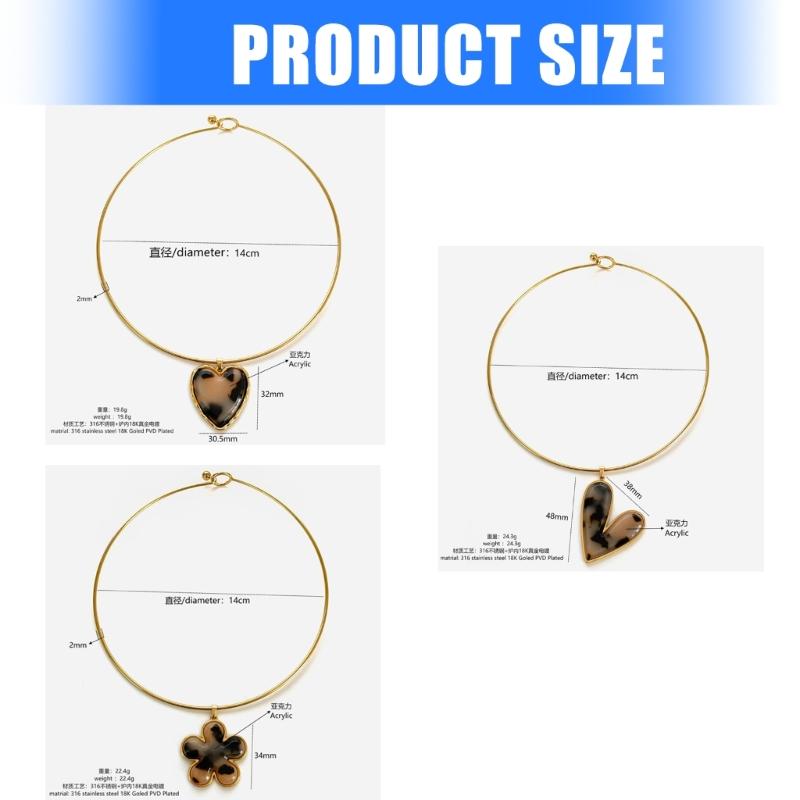Stylish Leopard Print Acrylic Pendant Necklace Heart/Flower Charm Neckchain Lightweight Trendy Jewelry Gift