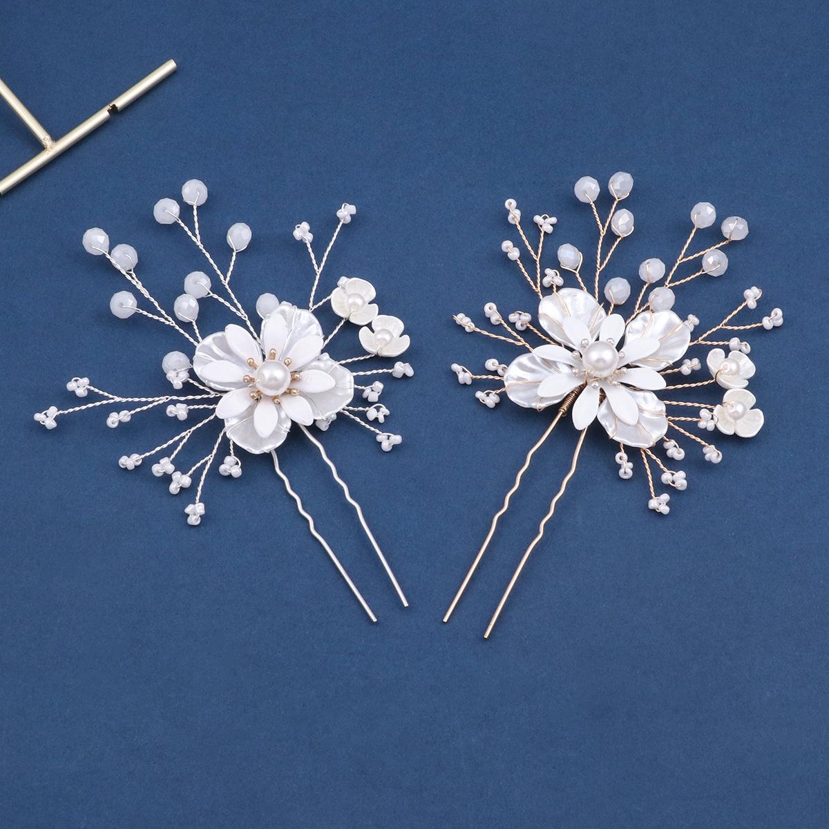 Elegant Cotton Flower Pearl Hairpin for Bridal Updo Single Hairpin [Gold]