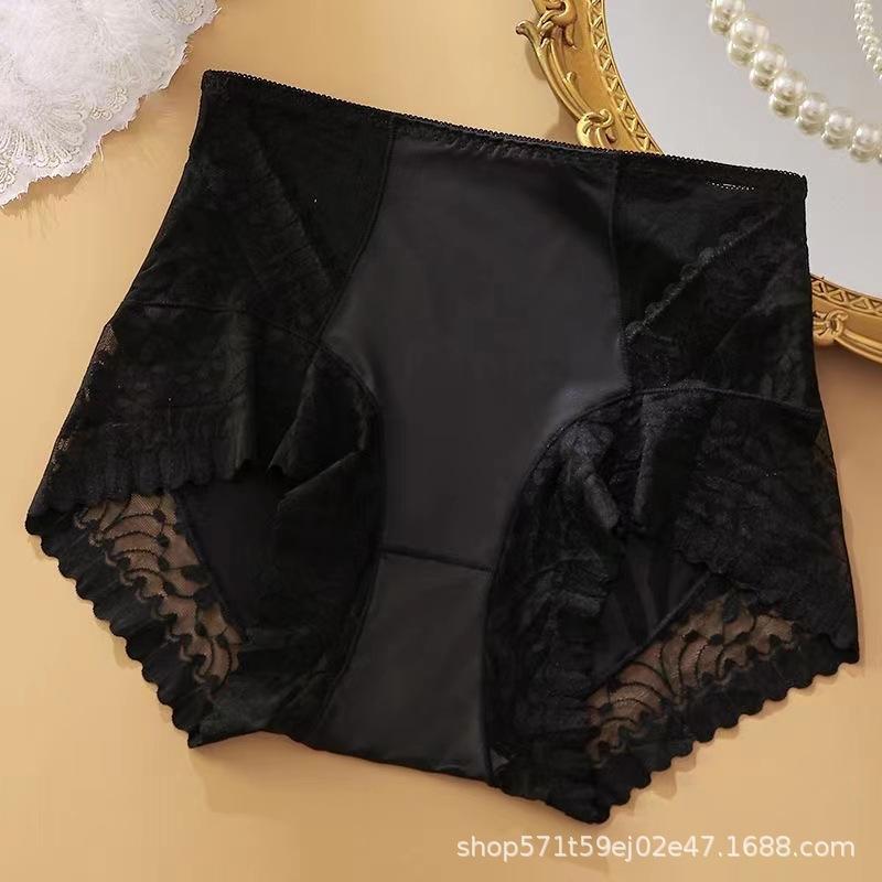 

Трусики женские без опознавательных знаков, размер живота, высокая талия, сексуальное полое кружевное нижнее белье для женщин, дышащее, поднимающее бедра, антибактериальное, хлопковое нижнее белье XXL чёрный