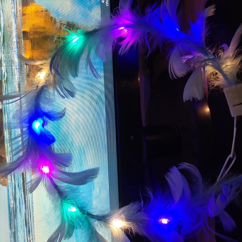 1 Stück Federkranz Glitzerndes Stirnband Leuchtendes Haaraccessoire Haarreif LED Gänsefederkranz