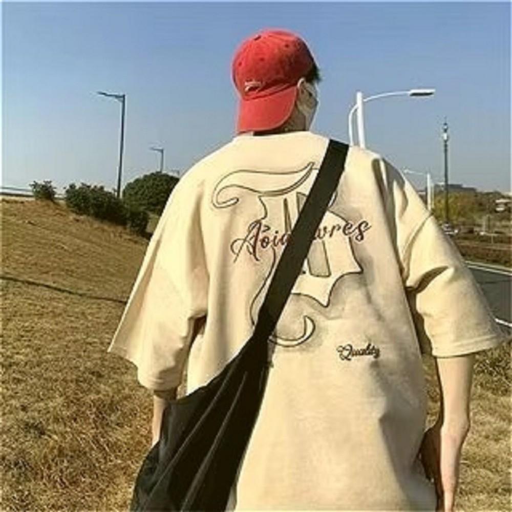 

Summer men s high street letter printed breathable and comfortable round neck T-shirt outdoor casual trend top 4XL