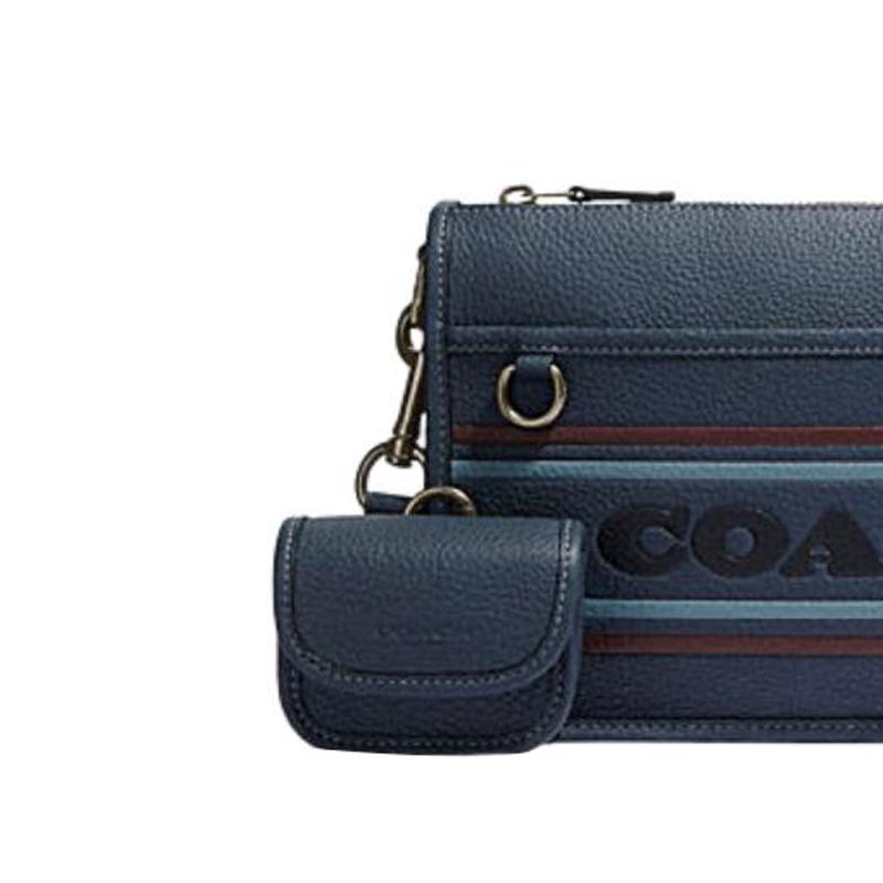 Coach Heritage 25 Zipper Closure Leather And Fabric Medium Shoulder Crossbody Bag Women Bags Dark-Blue CG998-QBDEI