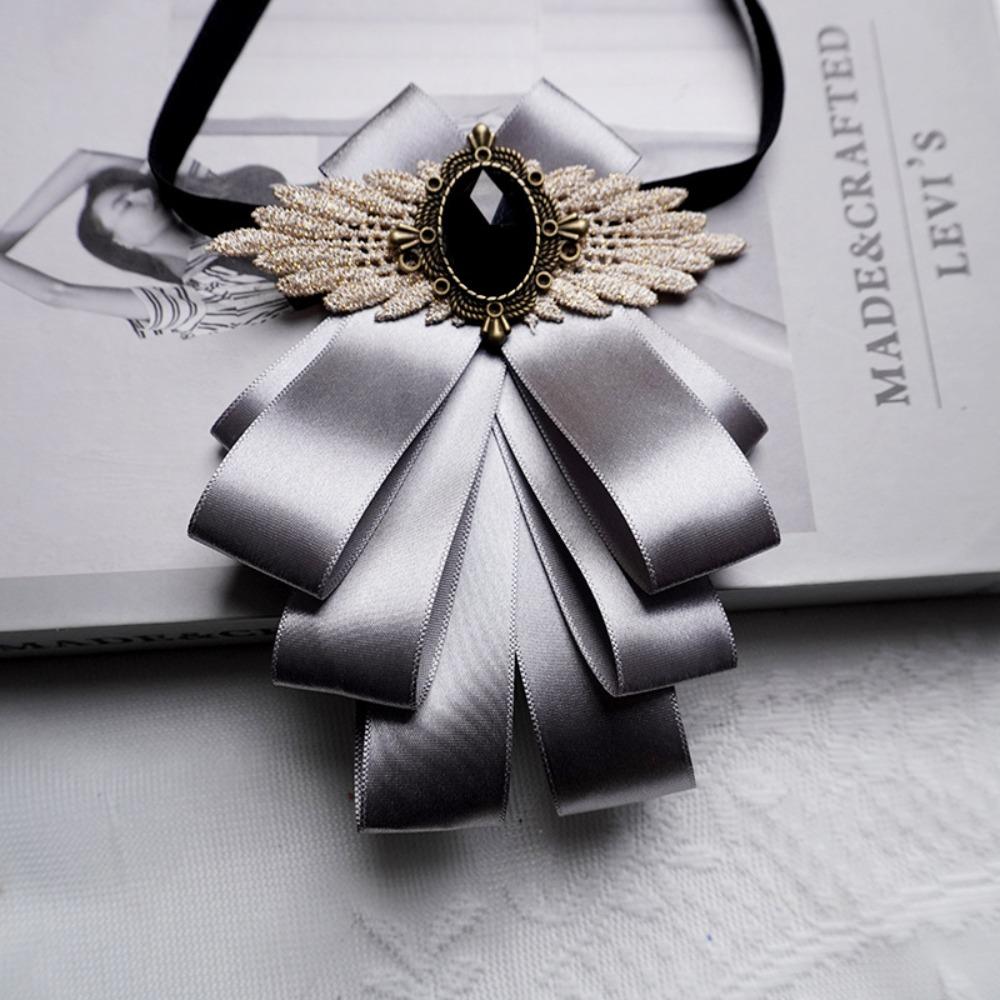 Fashion Faux Stone Men's Suit Lapel Flowers Alloy Polyester Bow Tie Necktie Neck Decoration Groom Formal Suit