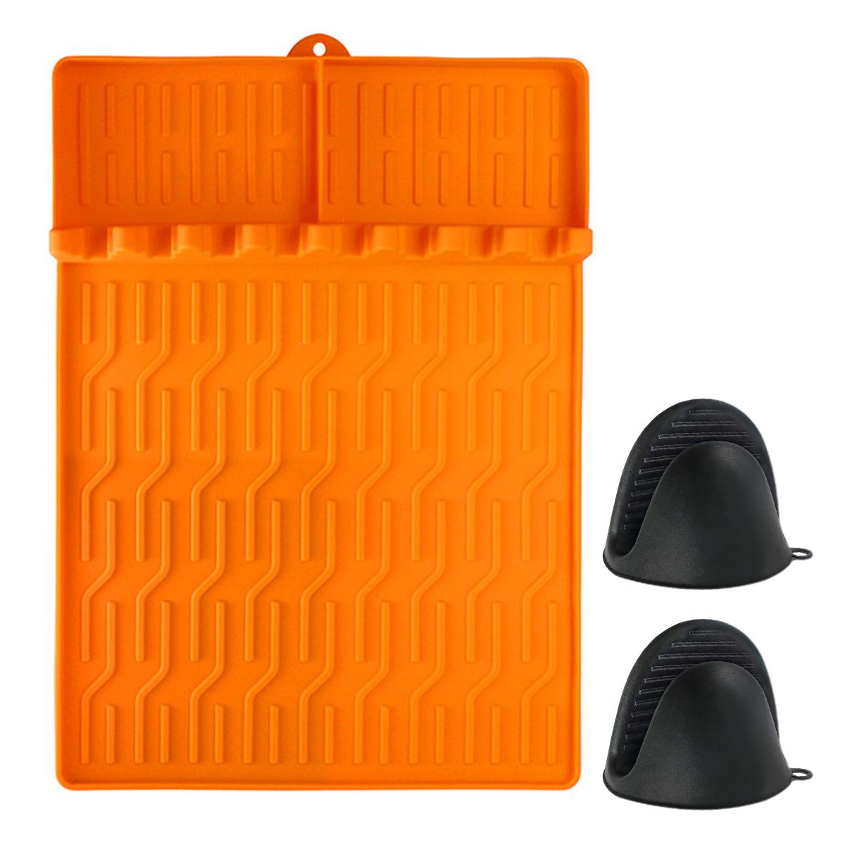 

Набор силиконовых ковриков для гриля с 2 мини-прихватками, силиконовый коврик для гриля, совместимый с боковой полкой гриля Blackstone