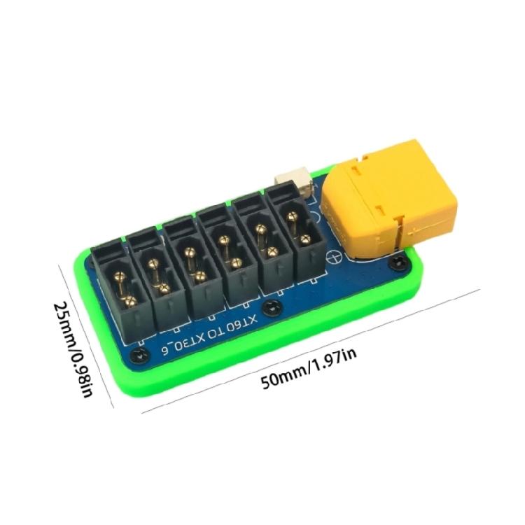One Input 6 Way XT30 Adapter Plate for Robot Power Routing, Distribution Layout with Secure Screw Lock Output Design