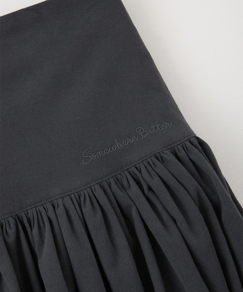 Sseomweeobeoteo Button Shirring Long Skirt - Charcoal