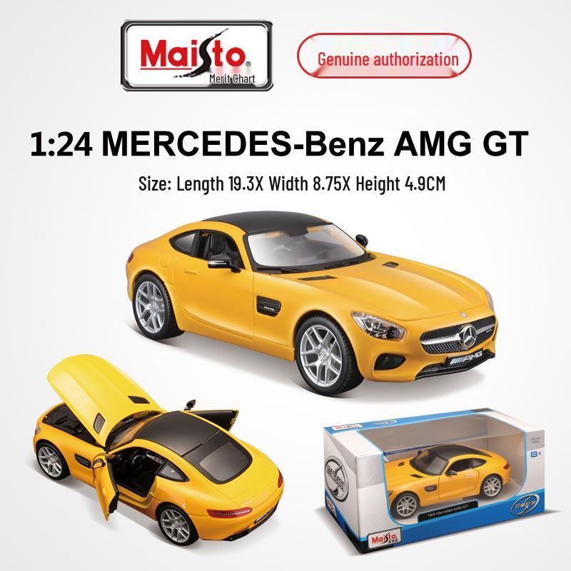 

Mercedes-AMG GT 1:24 Литая модель автомобиля - Сплав Имитация Украшение и Коллекционный подарок жёлтый/чёрный