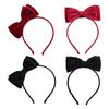 Velvet Cute Hair Hoop Solid Color Hair Bands Accessories Simple Double Bowknot Headband