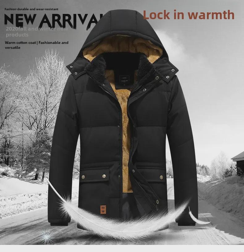 Pánská silná plyšová bavlněná bunda, velká velikost, celoroční teplý ležérní kabát