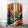 Elegant Polyester Shower Curtain - Vibrant Abstract Tree Design,Rich Palette Of Orange, Red, Green & Blue, All-Season Bath Decor
