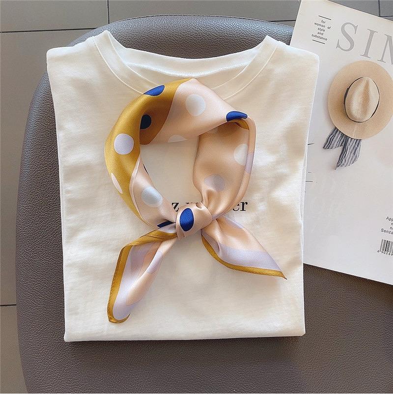 Cute polka dot silk mulberry silk scarf women's versatile small square scarf summer Korean version temperament decorative small scarf headband