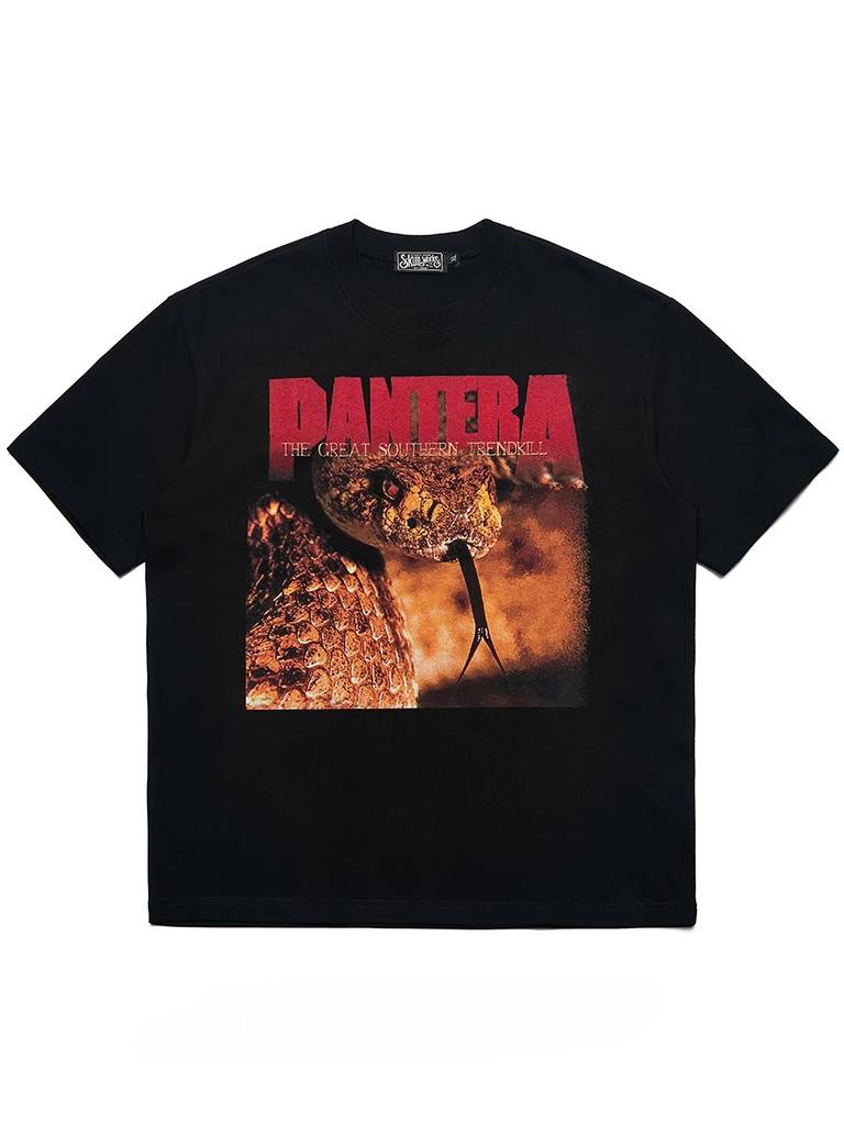 Short Sleeved Round Neck Y2k Tshirt Men Clothing Pantera Panther Pandora Snake Torrent Heavy Metal Tee Shirt Homme Tshirt