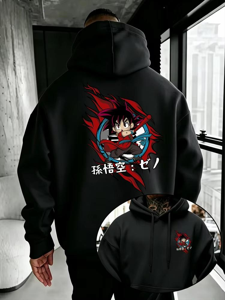 Dragon Ball Men's Hoodie Young Son Goku Print High Quality Warm Loose Fit Pullover