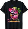 Pink Flamingo Summer Vibes Beach Palm Tree Summer Vacation T-Shirt
