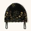 Muslim Lace Pearls Hat Caps Mesh Fabric Bead Tube Paired With An Acrylic Diamond Thread Embroidered Hat For Dubai Arabian Women