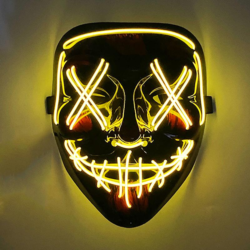 Wireless Scary Glowing Mask LED Luminous Purge Mask Halloween Carnival Light Up Cosplay Party Mask Festival Costume Supplies