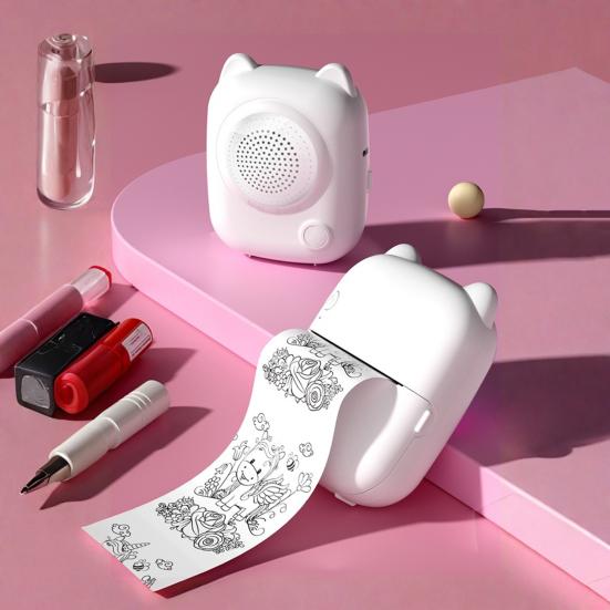 KI-Taschendrucker Tragbarer kabelloser Fotodrucker 1200mAh Tintenloser Thermodruck KI-Sprachsteuerung Mehrsprachige Unterstützung Kompakter Mini-Drucker