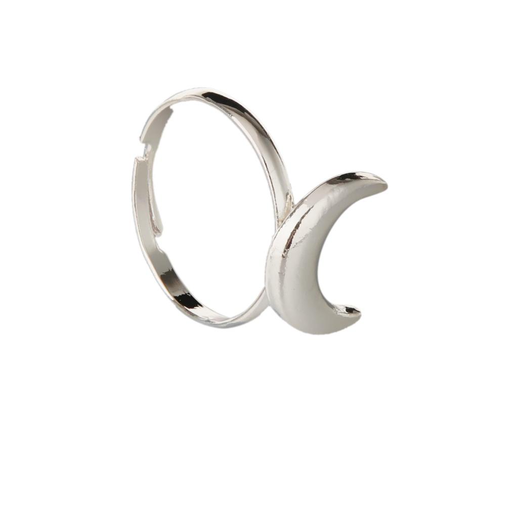 Silver Ring Half Moon Alloy Wedding Women Fashion Jewelry 18.1mm