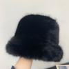 High sense imitation fur mink fluffy bucket hat female lady wind big head circumference plush hat winter warm pullover hat