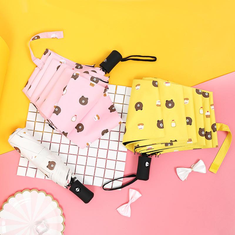 Fully Automatic Folding Umbrella Black Coat Thickened Sunscreen Kids Umbrella Sun Rain Customized Gift Gogo Advertising Umbrel