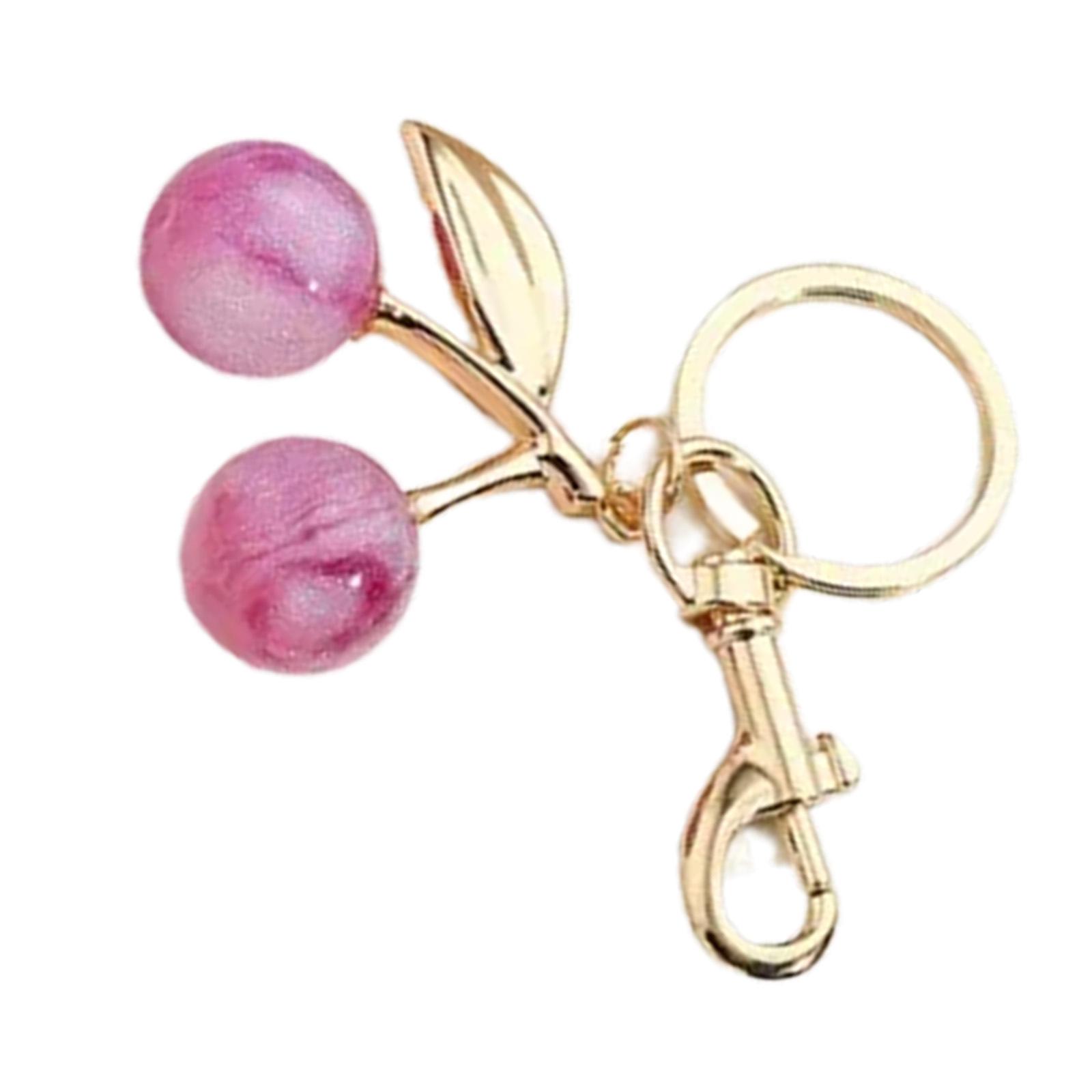 

Cherry Hanging Charm Key Ornament Bag Pendant Sparkling Key Jewelry Alloy Resin Texture for Friend and Fashion Lover фиолетовый