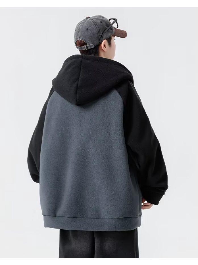 Men's Double-Sided Fleece Hoodie: Autumn/Winter Trendy, Loose-Fit, Thick, Warm Jacket