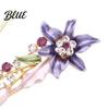 Flower Brooch Pin 3D Decor Scarf with Rhinestone Inlay Thick