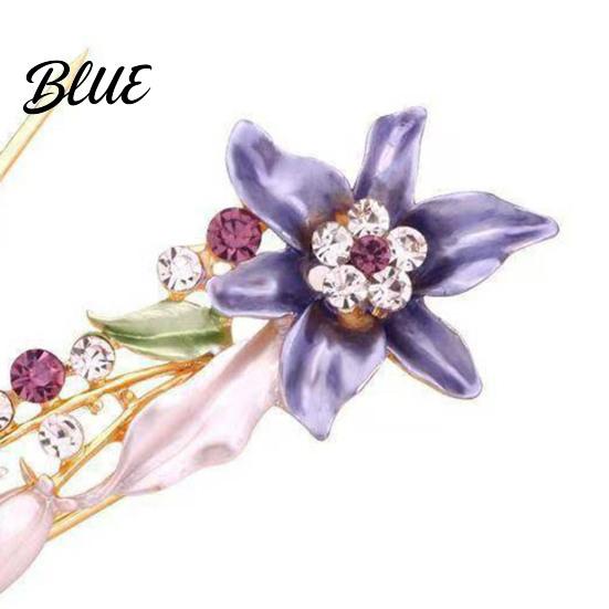 Flower Brooch Pin 3D Decor Scarf with Rhinestone Inlay Thick