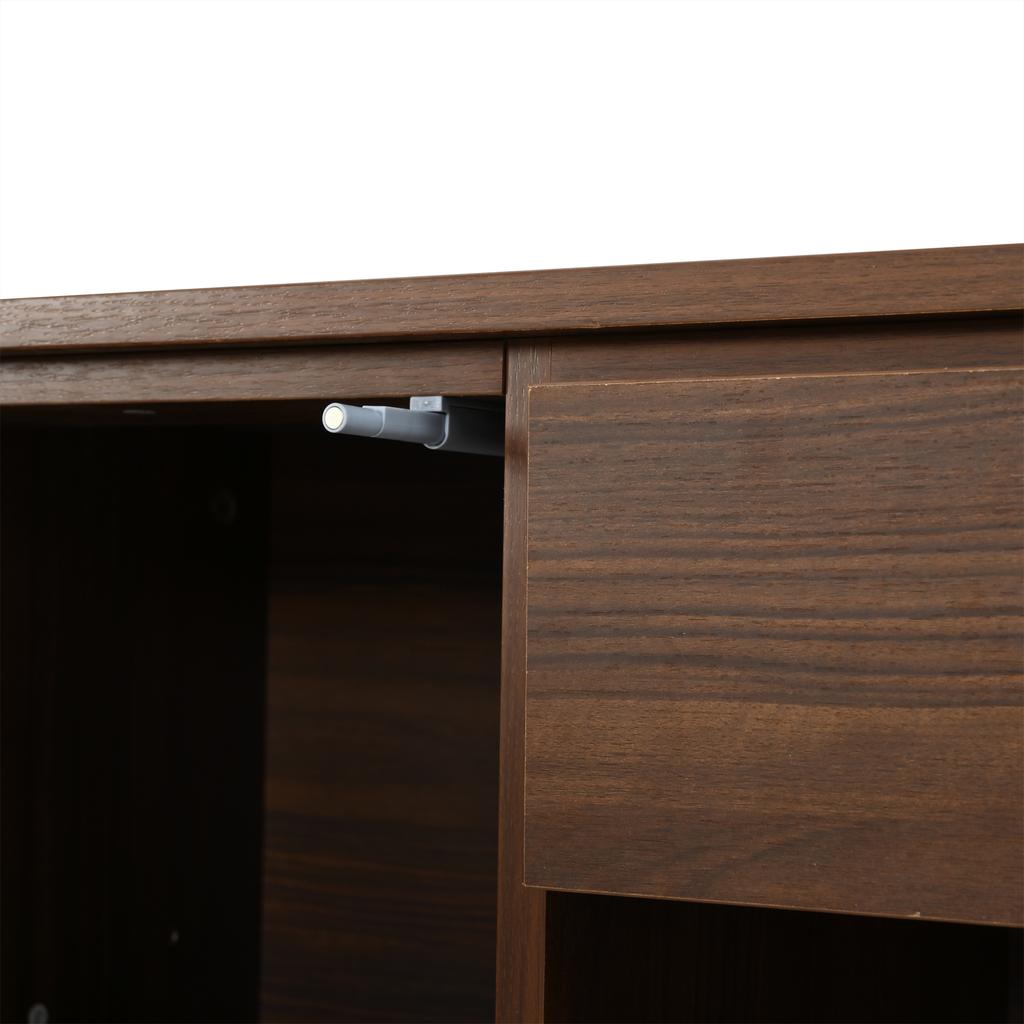 140×35×71cm MDF, Side Cabinet, Living Room Sideboard with 4 Drawers & 2 Slatted Doors, 5 Solid Wood Legs, up to 70kg Load Capacity, Walnut Colour