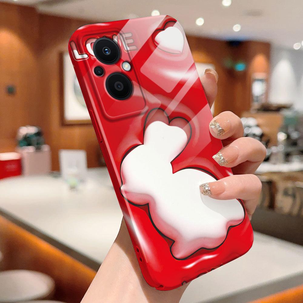 Etui na telefon z filmem all-inclusive, kreskówkowy modny design, twarda skorupa, pełne pokrycie, etui z ochroną aparatu dla OPPO A60 A96 Reno12 Realme C53 C75