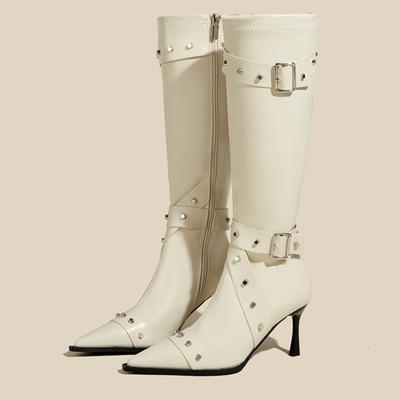 Fashion High-heeled Women Boots Pointed Toe Long Boots for Women Sexy Punk Gothic Boots Paris  European and American Female Party Boots