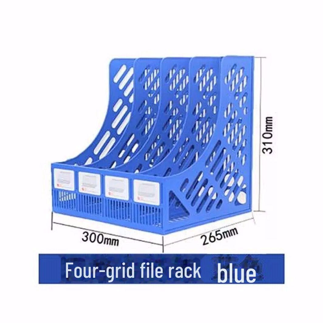 Вертикальная настольная стойка для хранения файлов с держателем для ручек, большая вместимость, 4-секционный органайзер