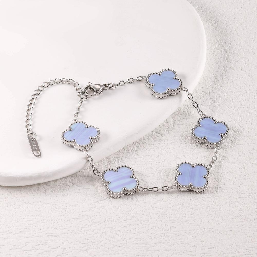 Pulsera de Trébol de Cuatro Hojas de 15 mm para Mujer Doble Cara Lujosa y Sofisticada Pulsera de Moda