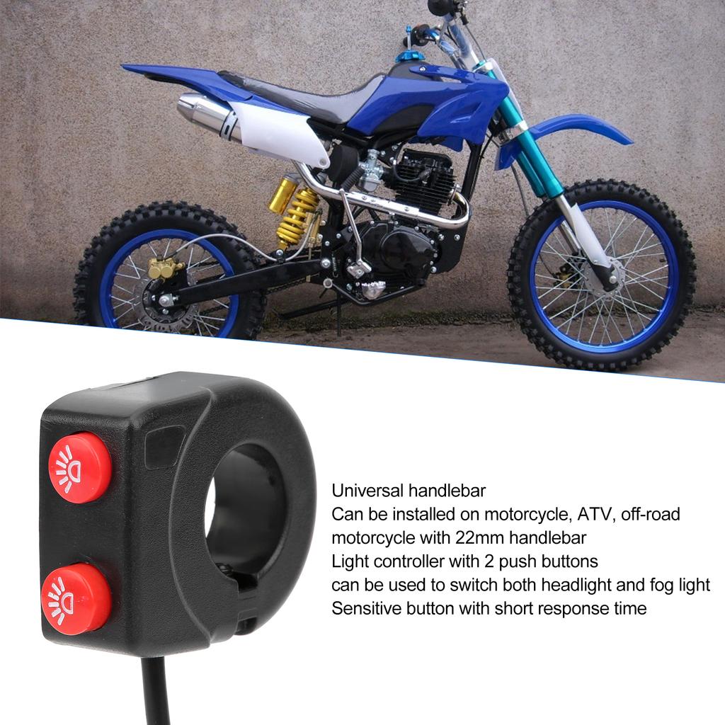 Universal Motorcycle Handlebar Headlight Switch Fog Light On/Off Lamp Control Button 22mm Hole
