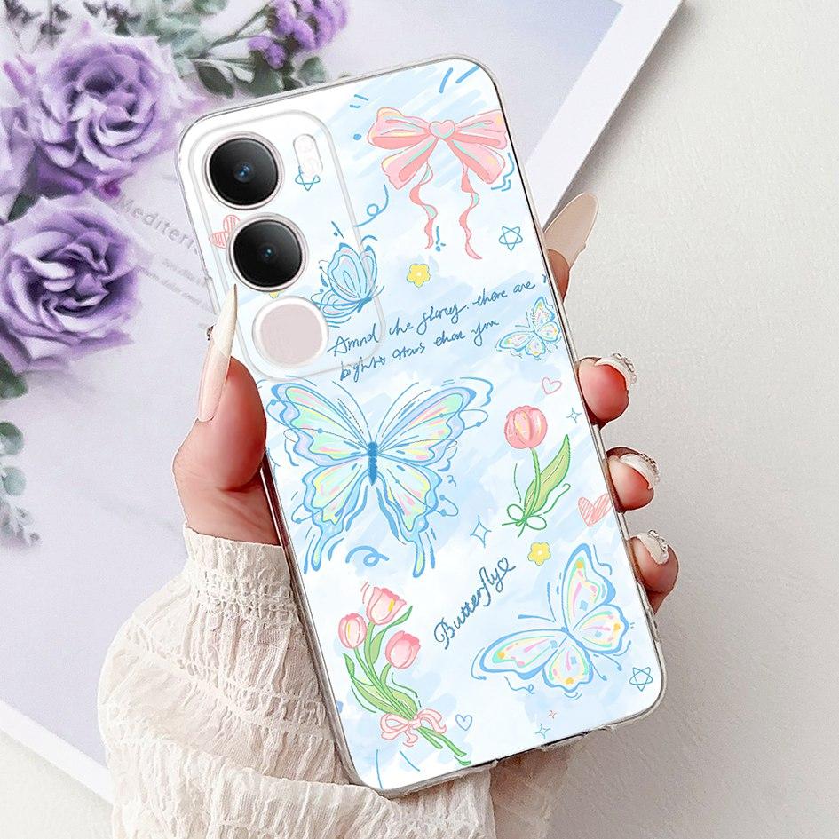 Silicone Case For Vivo Y19s V2419 Cover Lovely Cat Butterfly Cartoon Soft Back Protective Shell For Vivo Y19s 4G Y 19s TPU Coque